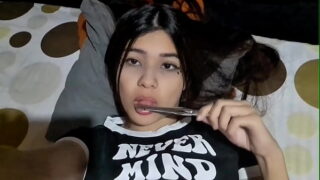 petite latian teen beauty testing her new toys